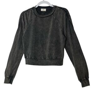 t.la Anthropologie Top‎ Women's XS Washed Gray Long Sleeve Stretch Crop